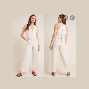 Anthropologie Aren Halterneck Cream Jumpsuit